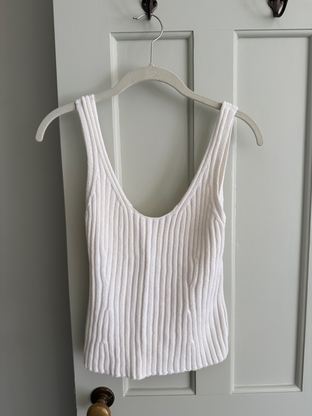 Vince White Ribbed Knit Tank Top - Women